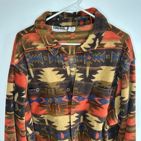 Vintage King Size Fleece Aztec Button Up Jacket - Picture 3 of 6